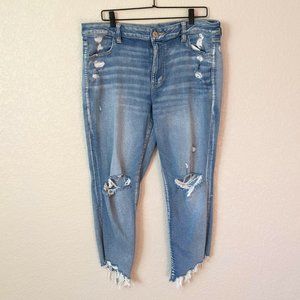 American Eagle High Rise Jegging Crop Lightwash Jeans 16